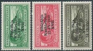 1939 ALBANIEN LUFTPOST VERFASSUNGSGEBENDE VERSAMMLUNG 3 WERTE POSTFRISCH ** - RB33-7 - Bild 1 von 1