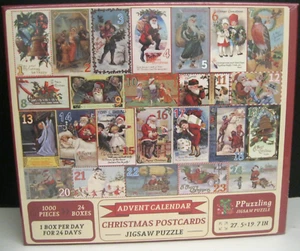 ADVENT CALENDAR CHRISTMAS POSTCARDS JIGAW PUZZLE 1000 PIECES NEW & SEALED A-8 - Picture 1 of 4