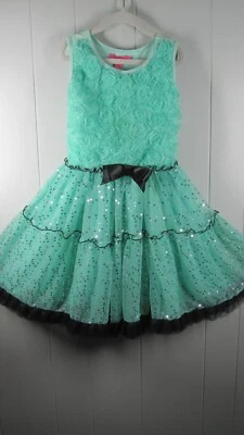 Vestido infantil Betsy Johnson 10 corpete floral verde preto acabamento em renda arco Páscoa - Imagem 1 de 4