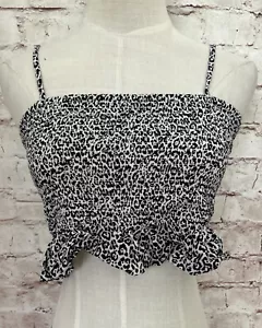 Top Corto American Eagle Calado Cami Tubo Negro Beige Estampado Leopardo Talla M - Imagen 1 de 3