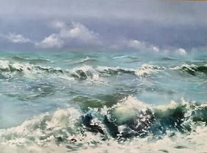 ORIGINAL ELIZABETH WILLIAMS "In Light" sea seascape seaside beach OIL PAINTING - Picture 1 of 1