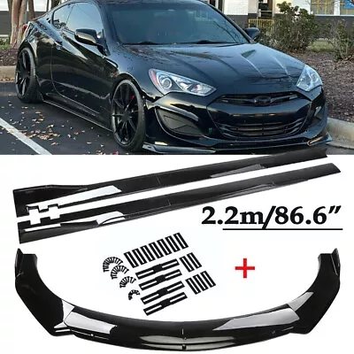 For Hyundai Genesis Coupe Front Bumper Lip Spoiler Splitter Body Kit+Side Skirt — 第 1/4 张图片