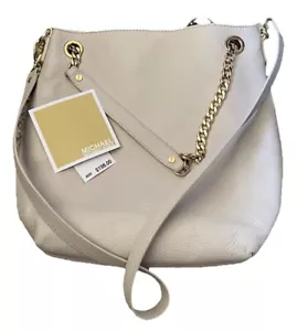 Borsa a tracolla Michael Kors in pelle color crema con manico a catena/tracolla - Foto 1 di 6