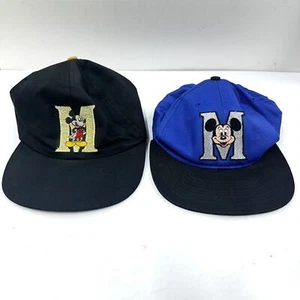 Vintage 90s Mickey Mouse Disney Hat Black Blue Youth SnapBack + FREE ADULT CAP - Picture 1 of 24