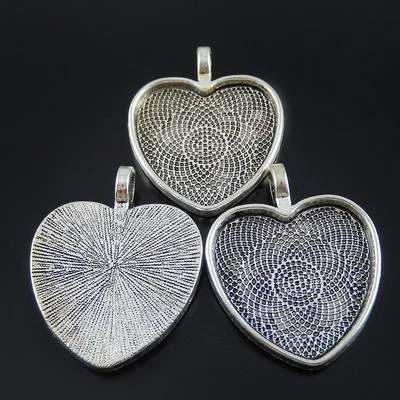 GRACEANGIE 10pcs Vintage Silver Alloy Heart Blank Bezel Tray Pendant Charm Jewelry 52060