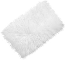 Faux Sheepskin Fur Rug Fuzzy, 20 Inch Ultra Soft Rectangle White Furry Rugs Luxu