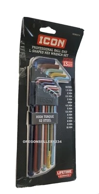 BRAND NEW 13 PC METRIC COLOR CODED L-SHAPED ALLEN WRENCH BALL END HEX KEY SET - Image 1 of 2