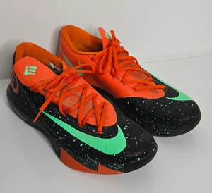 Nike Mens Size 12 Nike KD 6 VI Galaxy Texas 599424-002 Green Glow Orange Shoes - Picture 1 of 8