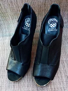 Vince Camuto - Pernot - Womens Heels Shoes, Peep Toes, Size 10.5M Black Leather - Picture 1 of 18