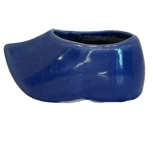 Steingut blau holländisch "Holz" Schuh Sukkulenten Übertopf Miniatur - Bild 1 von 7