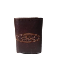 Leather Trifold Chain Wallet With Ford Embossing Biker Trucker Men W/Snap USA - Picture 1 of 5