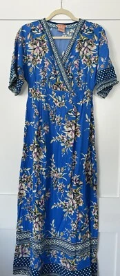 Maxi Vestido Para Mujer Estilo Kimono Tomate Volador Estampado Floral Tropical M Resort Foto 1 de 4