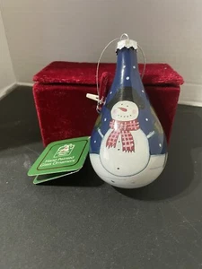 Decorazione natalizia in vetro dipinto a mano casetta natalizia con pupazzo di neve - Foto 1 di 8