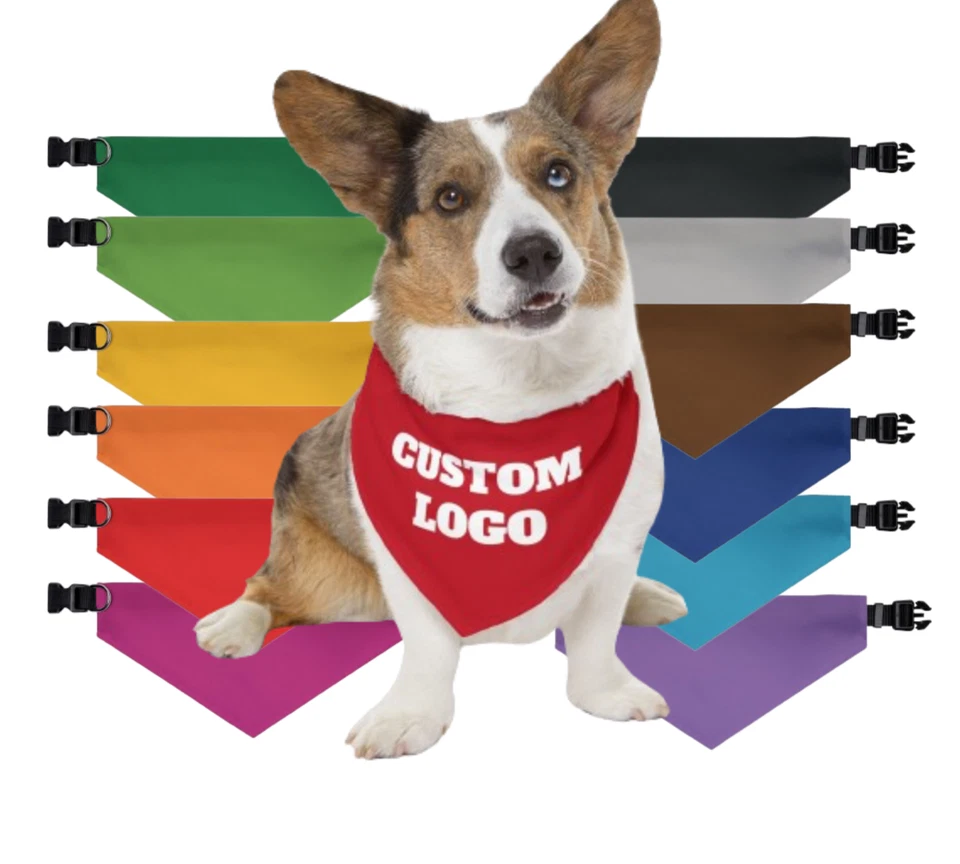 BANDANA PARA PERRO SOBRE EL CUELLO LOGOTIPO PERSONALIZADO O TEXTO BUFANDA PARA MASCOTAS ROPA Foto 1 de 4
