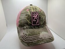 Browning Pink Camo Hat Cap Womens Snapback trucker Mesh Embroidered