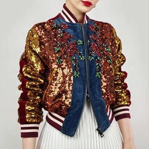 GUCCI GG SEQUIN VELVET EMBROIDERED CRYSTAL EMBELLISHED BOMBER JACKET RRP £5270 - Picture 1 of 24