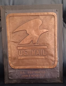 Rare Vintage U.S. Mail POSTMASTER Copper Lobby Framed Sign 70's Omaha Nebraska - Picture 1 of 4