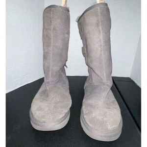 Ugg Australia Allegra Bow II Grey Boots 1102931 Suede Sheepskin Shearling Size 6 - Picture 1 of 9