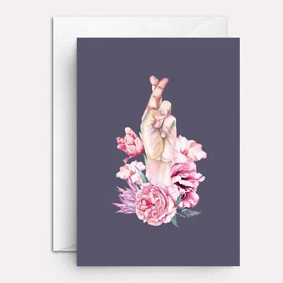 Greeting cards for surgery - personalized good luck cards - Fingers Crossed Foto 1 de 3