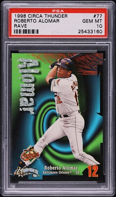 1998 SKYBOX CIRCA THUNDER RAVE #77 ROBERTO ALOMAR SP #/150 PSA 10 GEM MINT POP 1 - Image 1 of 2
