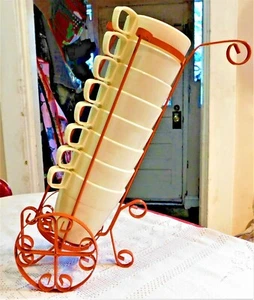 TAZZINE DA CAFFÈ O TÈ IMPILABILI VINTAGE ANNI 60 (8) SHAMROCK NEATWAY CON CADDY IN METALLO - Foto 1 di 8