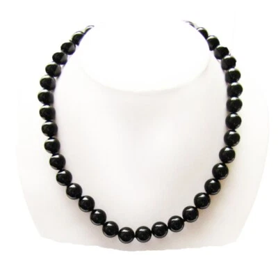 Collana unisex autentica agata nera onice con GARANZIA pietre naturali 8mm NUOVA - Immagine 1 di 2