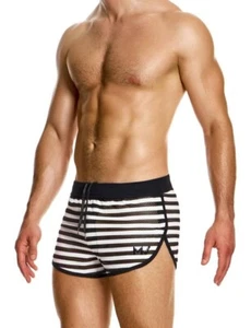 Pantalones Cortos Modus Vivendi Retro Cortos a Rayas Corte Correr Negros 01461 B99 - Imagen 1 de 5