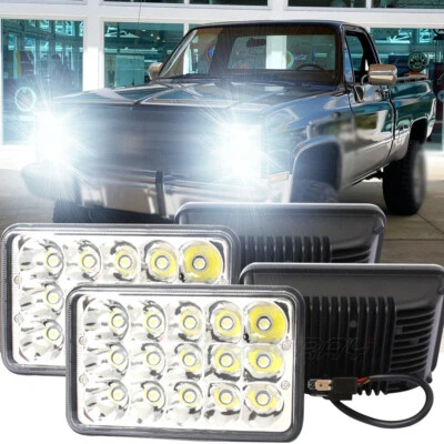 Fit Chevrolet G10 G20 G30 1978-1991 4x6" Chrome LED Headlights Hi/Lo Sealed Beam - Image 1 of 4