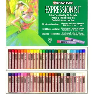 50 Colours Cray Pas Expressionist Soft Oil Pastels Set Art Artists Stick Sakura - Picture 1 of 10