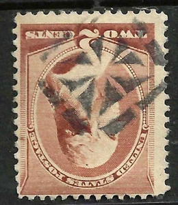 Fancy Cancel SQUARE GEOMETRIC 2 Cent Washington Sc #210 Banknote 1883 US 74F42 - Picture 1 of 2