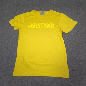 asics tiger Shirt Mens SMALL yellow cotton Sports short sleeve T Shirt Size S - Picture 1 of 10