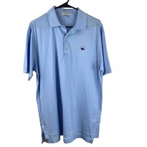 Peter Millar Shirt Mens Medium Light Blue Short Sleeve Logo Cotton Golf Polo M - Picture 1 of 5