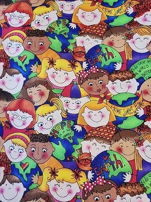 Kids GO Green 2008 Kari Pearson Quilting Treasures HOME SWEET HOME TELA YD Foto 1 de 4