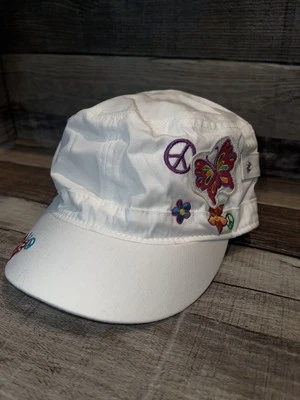 NUEVO CON ETIQUETAS GORRA DE BÉISBOL THE CHILDREN'S PLACE GORRA NIÑAS 3T-4T FLORES MARIPOSA BLANCAS Foto 1 de 4