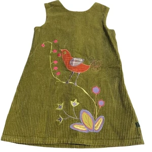 Pippa & Minnow olivgrün Cord bestickt Vogel Pullover Kleid Mädchen Größe 4 - Bild 1 von 5