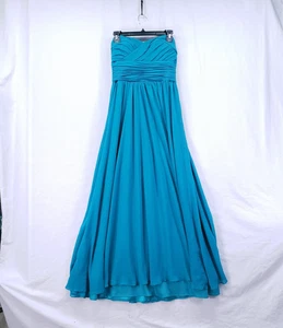 Aidan Mattox 100 % Seide trägerlos formell Ballkleid türkis Maxikleid Größe 10 - Bild 1 von 20