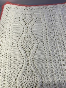 Vintage Granny Core Crochet Blanket - 76in Long, 52in Wide - Cream & Pink - Picture 1 of 7