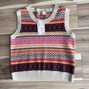 Willow & Wind Womens Sleeveless Knit Sweater Vest Size L Fair Isle Preppy NWT - Picture 1 of 6