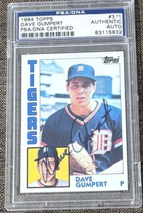 1984 TOPPS BASEBALL AUTOGRAPHED DAVE GUMPERT CARD #371 PSA/DNA AUTHENTIC AUTO - Picture 1 of 2