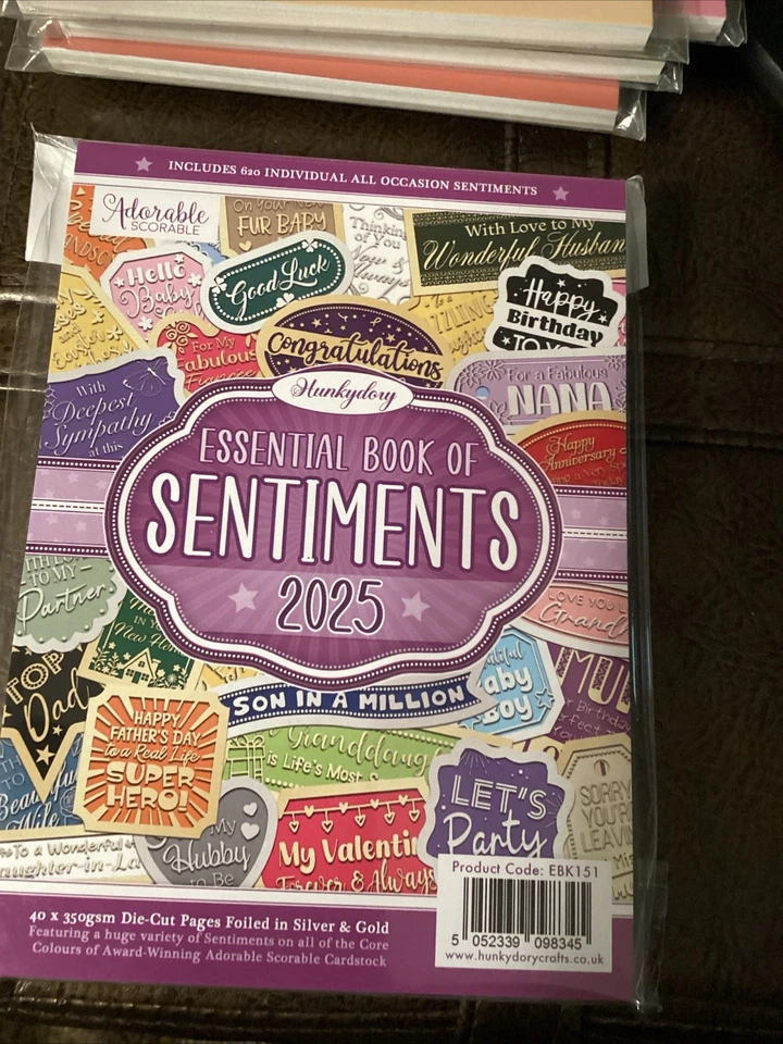 Hunkydory Essential Book Of Sentiments 2025. 620 Sentiments. Cardmaking. NIP - Image 1 of 1