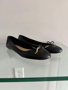 NEW CHLOE LEATHER BLACK FLAT BALLET SHOES SIZE 38 1/2 MADE IN ITALY - Picture 1 of 11