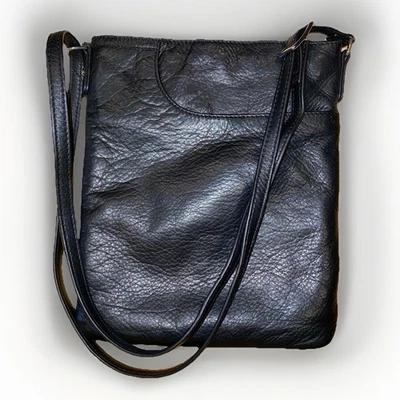 Bandolera Margot de cuero suave negro mantecoso correa ajustable bolso de hombro cartera Foto 1 de 4