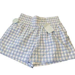 Hill House Home Livie Shorts XL Blue Jacquard Check Smocked Waist Pull On NWT - Picture 1 of 9