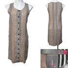 Cavalier Dress Size Xs Tan/Black Striped Cotton/Linen Blend Shift Dress
