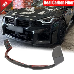Fit For BMW G87 M2 Coupe 2022-24 Real Carbon Front Bumper Lip Spoiler Splitters - Picture 1 of 12