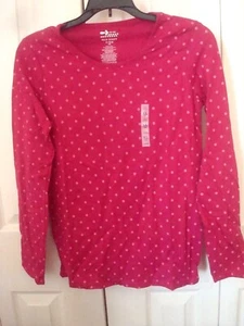 Girls Knit Shirt Pink Polka Dot Size 14 Cotton NWT - Picture 1 of 2