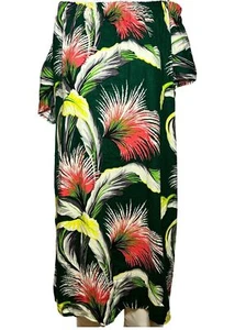 NWT Asos Dress Womens Size 16 XL Linen Cold Shoulder Tropical Knee Length - BC - Picture 1 of 8