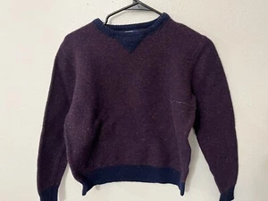 J.CREW Waffle knit crew neck knit with V gusset A9129 M Purple sweater pullover - Picture 1 of 5