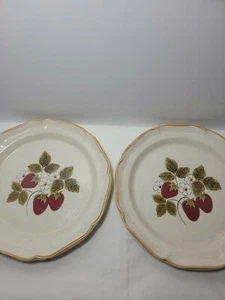 Mikasa Strawberry Festival EB 801 Set Of 2 Dinner Plates 10 3/4 1976 70s MCM - Picture 1 of 6