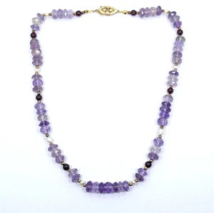 Faceted Natural AMETHYST Garnet Pearl 12k GOLD Filled Bead Strand Necklace - Picture 1 of 7